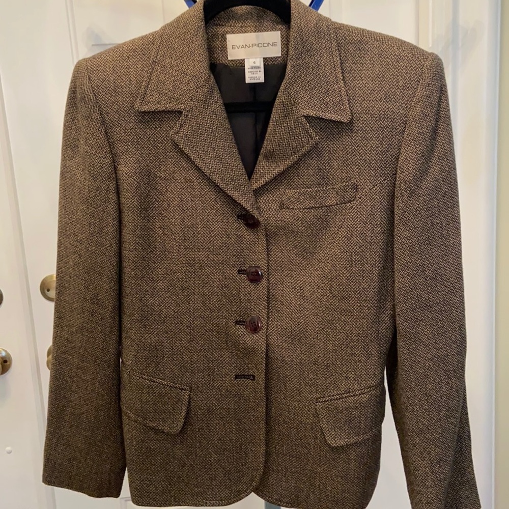 Evan Picone brown tweed blazer 4